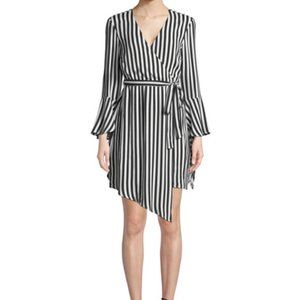 Bardot Striped Bell Sleeve Wrap Dress (Worn Once)